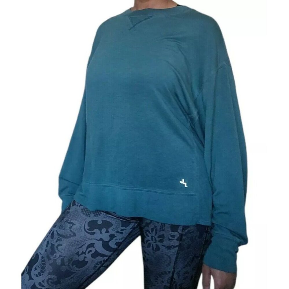 Joy Lab Womens Crewneck Long Sleeve High Low Pull Over Lightweight Pine Green XS